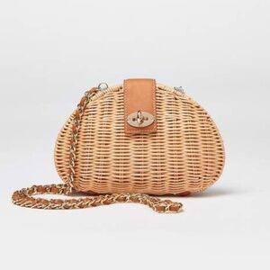 New J. McLaughlin Melody Wicker Clutch/Crossbody Bag